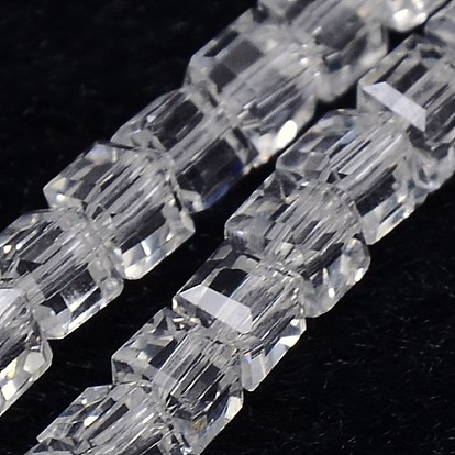 Glass Beads Strands, Faceted, Cube