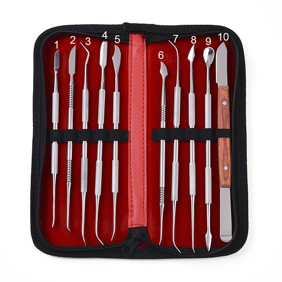 Stainless Steel Professional Teeth Cleaning Tool Kits, with Leather Bag, for Adults, Kids, Family, Dogs