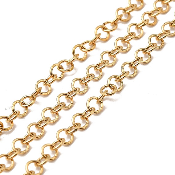 Ion Plating(IP) 304 Stainless Steel Rolo Chains, Belcher Chain, Unwelded, 3.5x0.7mm