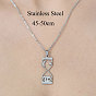 201 Stainless Steel Hollow Sand Clock Pendant Necklace