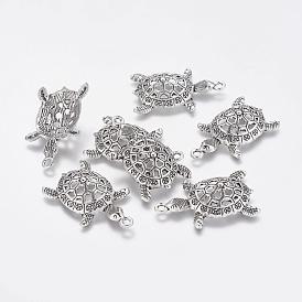 Tibetan Style Alloy Tortoise Pendants, Cadmium Free & Lead Free, 39x23.5x8mm, Hole: 2.5mm, about 108pcs/500g