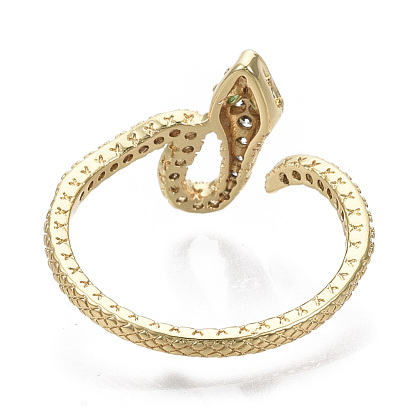 Micro cuivres ouvrent zircone cubique anneaux de manchette, anneaux ouverts, sans nickel, serpent, clair