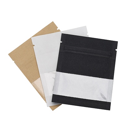 Kraft Paper Open Top Zip Lock Bags, Food Storage Bags, Sealable Pouches, for Storage Packaging, with Tear Notches, Rectangle