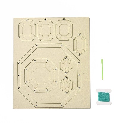 Kit de fabricación de campanas de viento de octágono de bricolaje, incluyendo placas de madera de pc, 1 hilo de algodón de tarjeta y agujas de tejer de plástico de pc, para niños pintura artesanal