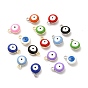 Alloy Enamel Charms, Mixed Color, Flat Round with Evil Eye Charm