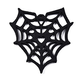 Halloween Theme Imitation Leather Pendant, Heart with Spider Web