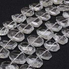 De perlas de cristal de cuarzo natural hebras, cristal de roca, facetados, oval
