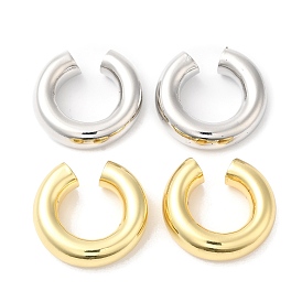 Rack Plating Brass Round Cuff Earrings, Long-Lasting Plated, Cadmium Free & Lead Free