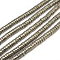 Flat Round/Disc Natural Pyrite Beads Strands, Heishi Beads