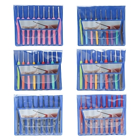 9Pcs PVC Handle Aluminium Head Crochet Hooks, Handmade Knitting Tools