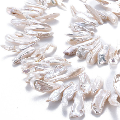 Naturales keshi granos de perlas hebras, perla cultivada de agua dulce, chip