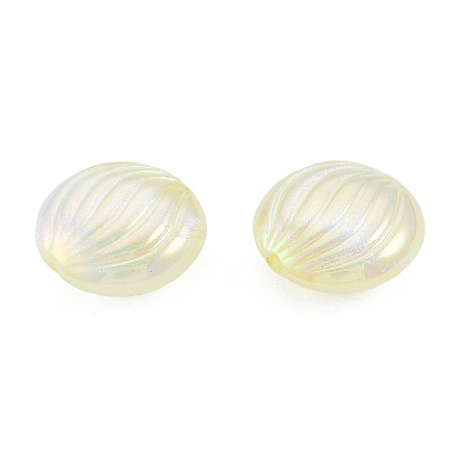 Perles acryliques placage irisé arc-en-ciel, perles de paillettes, plat rond