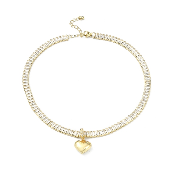 Laiton bracelets de charme de coeur, bracelets de tennis en zircone cubique pour femmes