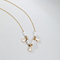 Stainless Steel Heart Bib Necklace with Imitation Pearl Beaded Chains for Women