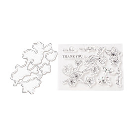 Clear Silicone Stamps and Carbon Steel Cutting Dies Set, for DIY Scrapbooking, Photo Album Decorative, Cards Making, Stamp Sheets