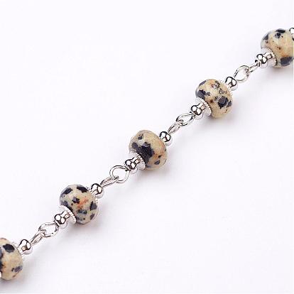 Handmade Gemstone Beaded Chains, Unwelded, for Necklaces Bracelets Making, with Platinum Iron Eye Pin