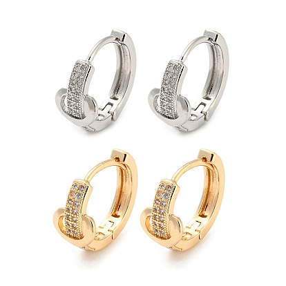 Rack Plating Brass with Cubic Zirconia Hoop Earrings for Women, Heart
