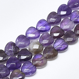 Natural Amethyst Beads Strands, Faceted, Heart