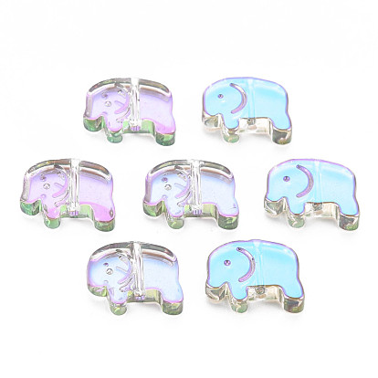 Electroplate Transparent Glass Beads, Half Plated, ELephant
