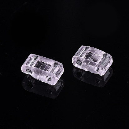 2 - Perles de rocaille en verre transparent, rectangle