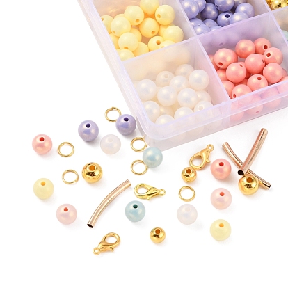 DIY Tassel Charm Beaded Bracelet Making Kit, Including Faux Suede Tassel Pendant, Acrylic & Plastic Round Beads, Alloy Clasps & Pendants, Iron Jump Rings, Brass Beads, Elastic Thread