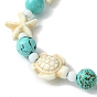 Turtle & Starfish & Round Synthetic Green Turquoise Braided Beaded Bracelets, Adjustable Bracelet for Girl Women