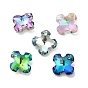Electroplated Glass Pendants, Back Plated, Faceted, Clover Charms