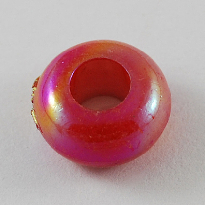 Large Hole Opaque AB Color Acrylic Rondelle European Beads, 12x12x6mm, Hole: 4mm, about 1315pcs/500g