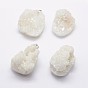 Electroplated Natural Druzy Crystal Pendants, with Real Platinum Plated Brass Finding, Nuggets