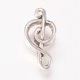 Alloy European Beads, Large Hole Beads, Musical Note