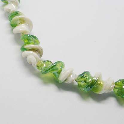 Perles lampwork, perles au chalumeau, faits à la main, nacré, torsion, 28x15x13mm, Trou: 2.5mm