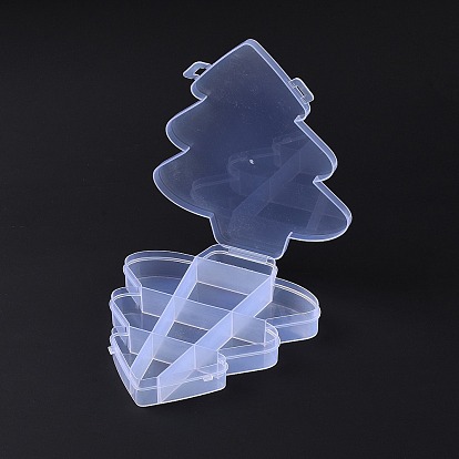 10 Grids Transparent Plastic Box, Christmas Tree Shaped Bead Containers for Small Jewelry and Beads