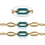 Cadenas de eslabones ovales de latón hechas a mano, con anillos de unión de acrílico, sin soldar, real 18 k chapado en oro