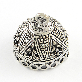 Alloy Cord Ends, End Caps, Tibetan Style, Cadmium Free & Lead Free, 21x21x20.5mm, Hole: 3mm, about 130pcs/1000g