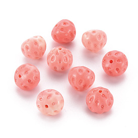 Synthetic Coral Beads, Dyed, Strawberry