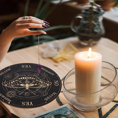 Planche de pendule en bois, table de divination radiesthésie, pour la sorcellerie fournitures d'autel wiccan, plat rond