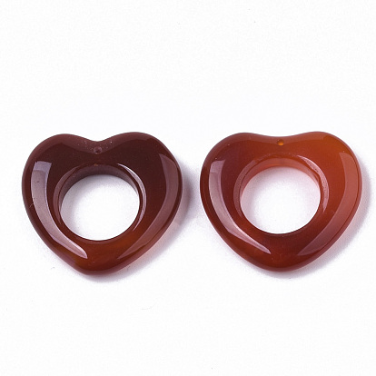 Pendentifs d'agate cornaline naturelle / rouge, teint, cœur