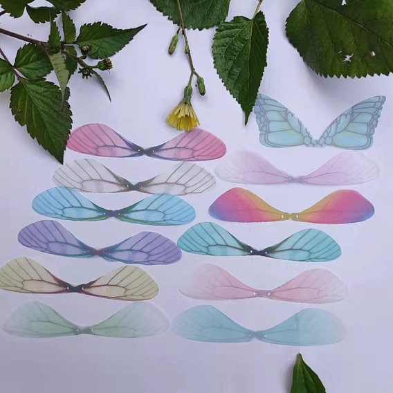 Крыло бабочки из искусственного шифона, крылья стрекозы из органзы своими руками, градиент цвета, Аксессуары для орнаментов