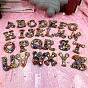Kits de peinture de diamant de porte-clés de porte-clés de lettre initiale colorée de bricolage, y compris le panneau acrylique, chaîne de perles, fermoirs, strass de résine, stylo, plateau & colle argile