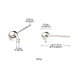 Brass Ball Post Ear Studs, with Loop & 304 Stainless Steel Pins
