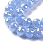 Electroplate Imitation Jade Glass Beads Strands, AB Color Plated, Faceted(96 Facets), Round
