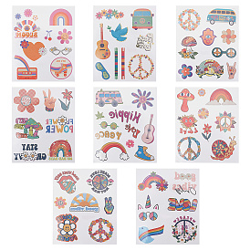 CRASPIRE 8 Sheets 8 Style Love and Peace Theme Paper Body Art Tattoos Stickers, Waterproof Self Adhesive Temporary Tattoo