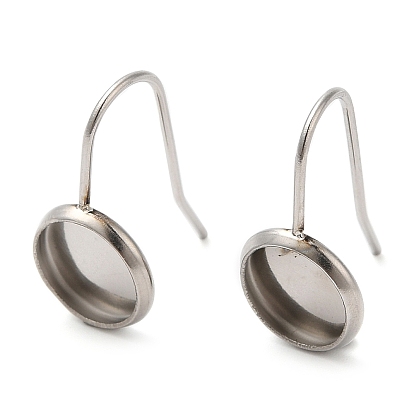 304 Stainless Steel Earring Hooks, Earring Settings, Flat Round