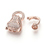 Brass Micro Pave Cubic Zirconia Fold Over Clasps, Cheetah Head