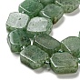Brins de perles de quartz vert naturel, avec des perles de rocaille, rectangle