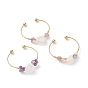 Bracelet manchette enveloppant de perles de cristal naturel et de pierres mélangées, bracelet torque pour femme, or
