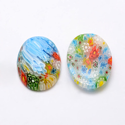 Mixed Color Handmade Millefiori Glass Cabochons, Oval, Mixed Color, 29x22x7mm