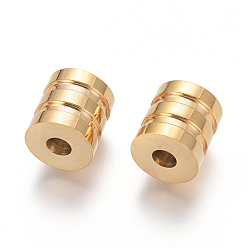 Doré  304 billes rainurées en acier inoxydable, colonne, or, 10.5x10mm, Trou: 3mm