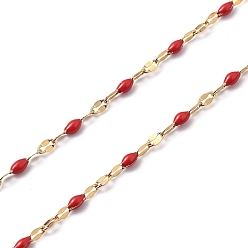 Красный 304 из нержавеющей стали ссылка цепи ожерелья, с застежками эмали и когтя омара, золотые, красные, 15.75 дюйм (40 см)