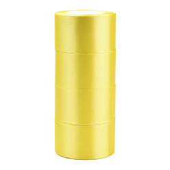 Yellow Single Face Satin Ribbon, Polyester Ribbon, Yellow, 2 inch(50mm), about 25yards/roll(22.86m/roll), 100yards/group(91.44m/group), 4rolls/group